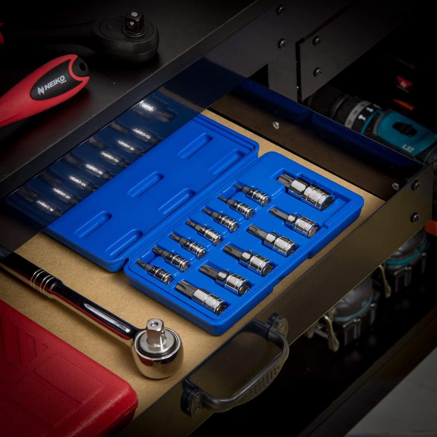 10073A Tamper Proof Torx Bit Socket Set |13-Piece | S2 Steel Bits & Cr-V Steel Sockets | TT8 – TT60