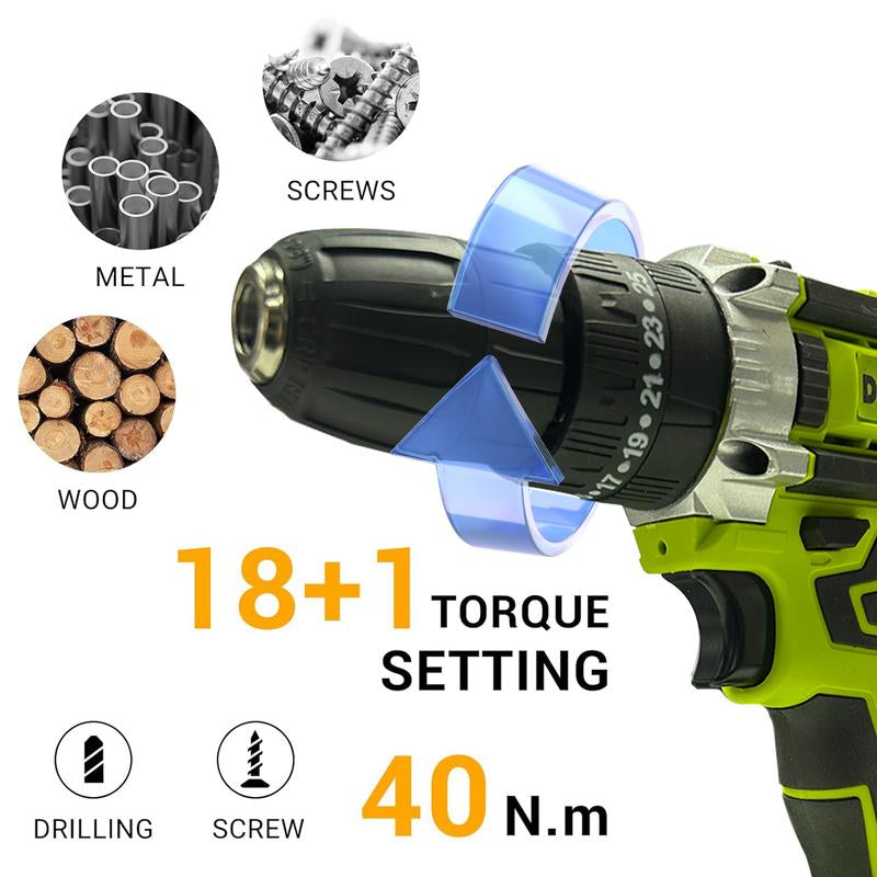 Drill Toolkit,2025 New Upgraded Brushless Motor with 2 * 4.0Ah,Electric Screwdriver Power Tools Hand Drill Pack,Power Drill Kit with Battery and Charger,For DIY Enthusiasts & Homeowners - Perfect Gift for Home Improvement Projects,Tool Box,Big Tool Set,