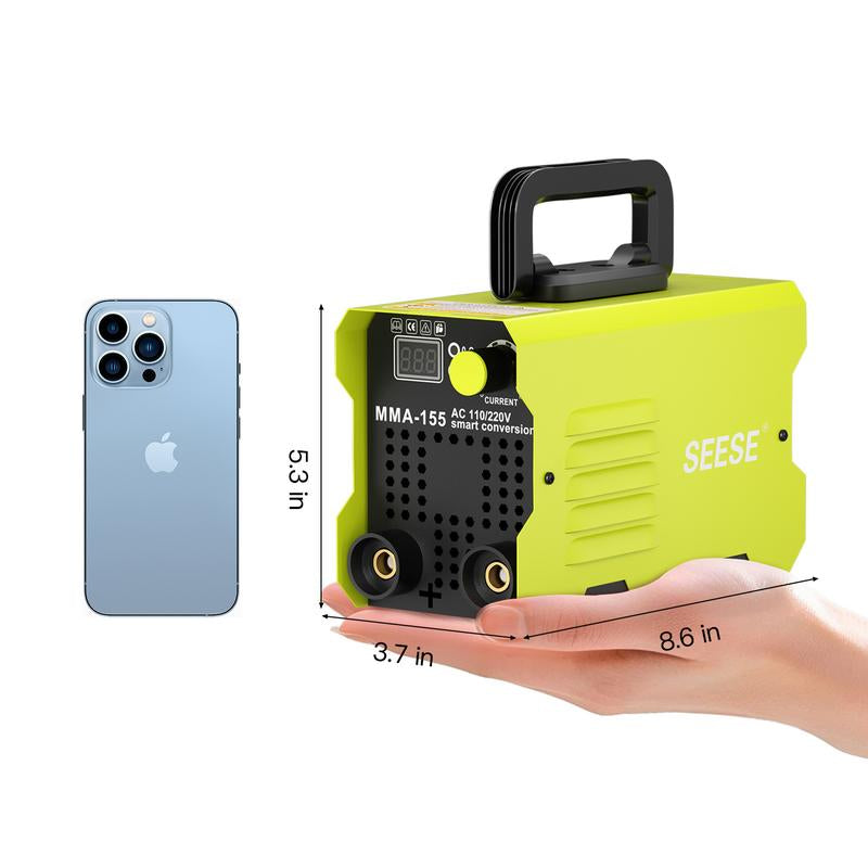 SEESE 155Amp MINI Portable Welding Machine, Stick Welder, AC 110/220V Smart Conversion, LED Display Digital Welder, Portable MMA Arc Welder