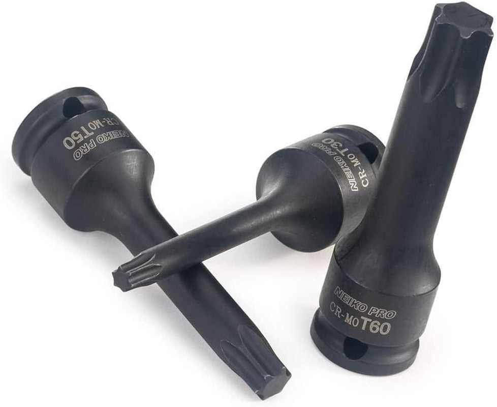 01132B 3/8” Drive Torx Star Driver Bit Socket Set | 7 Piece | T20 to T60 | 3” Length | Cr-Mo Impact Grade