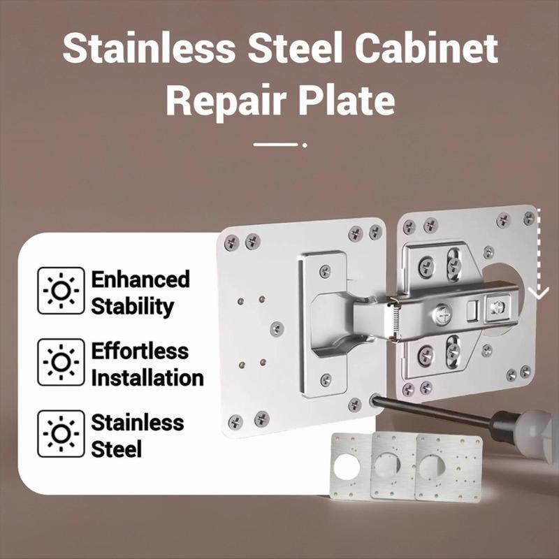 8Counts Hinges Repair Fixing Plates,Cabinet Hinge Repair Plate with Screws,Stainless Steel Hinge Repair Board,Kitchen Cupboard Door Hinge Repair Brackets Kit.