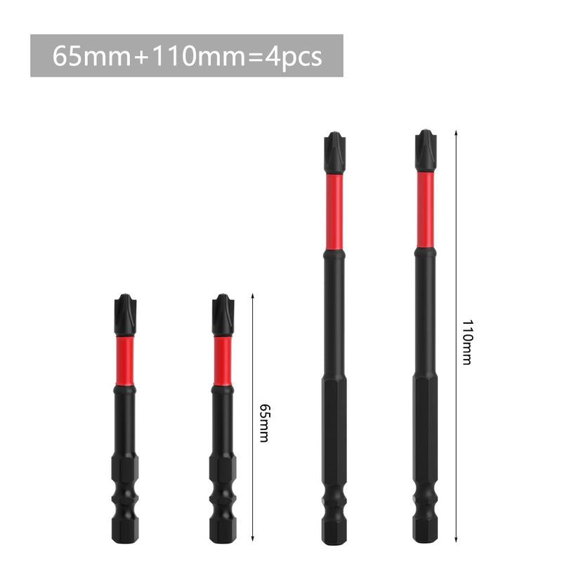 FPH2 Impact Screwdriver Bit Set for Electricians, S2 Steel 65Mm & 110Mm, 1/4 Inch Hex Shank Magnetic Cross Slot Screw Driver Drill Bits Used on Circuit Breakers