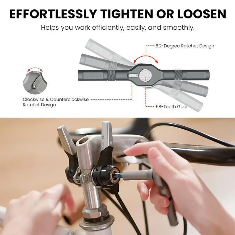 SEESE 24-In-1 Magnetic Screwdriver Set, Multifunctionalscrewdriver Drill Bit Set, Household Repair Toolkit with Detachable T-Shaped Ratchet Handle