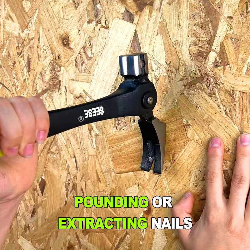 SEESE 16Oz Claw Hammer with Magnetic Nail Starter,Indexing Rip Claw,Forged Steel Head,Shock-Absorbing TPR Grip,Heavy Duty Framing & DIY Tool