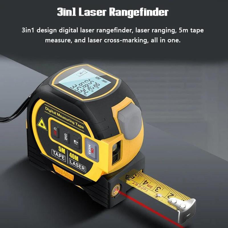 40M/60M Laser Tape Measure, 1 Count 3-In-1 5M Digital Tape Measure, High Precision Laser Rangefinder, Steel Tape Measure, Hand Measuring Tool, Hardware