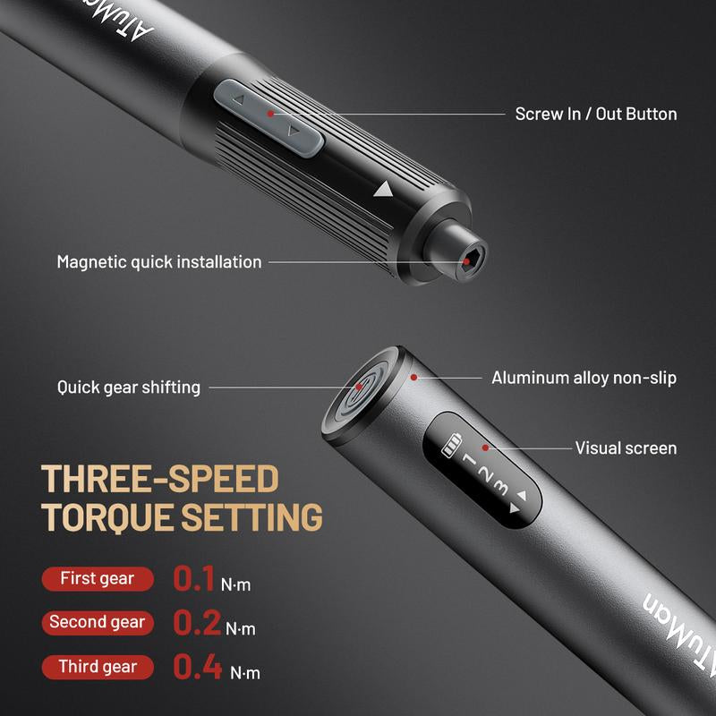 ATUMAN E3 95-In-1 Electric Screwdriver Set with Digital Display, Magnetic Positioning Plate for Phone/Tablet/Laptop Repair