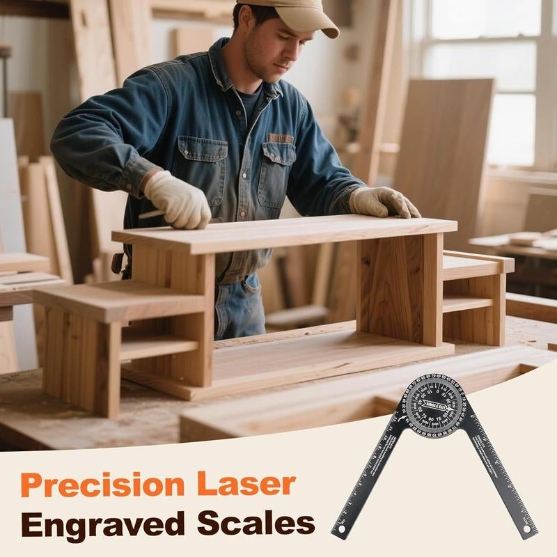 Miter Saw Protractor, Professional Miter Saw Protractor Angle Finder Replaces the Model #505P-7 Miter Saw Protractor with Measuring Rulers for Angle Finder Carpentry, Crown Molding Tool & Baseboard Stud Finder R Tall Stair Magnetic Pi Tripod Self-Leveling