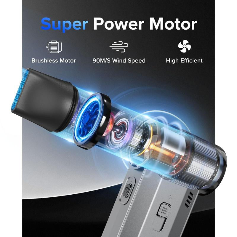 F72 Portable Handheld Air Blower & Vacuum, Rechargeable High-Speed Turbo Fan, 130,000 Rpm Electric Air Duster, Multifunctional Outdoor Vacuum Cleaner for Computer, Keyboards, Car Cleaning