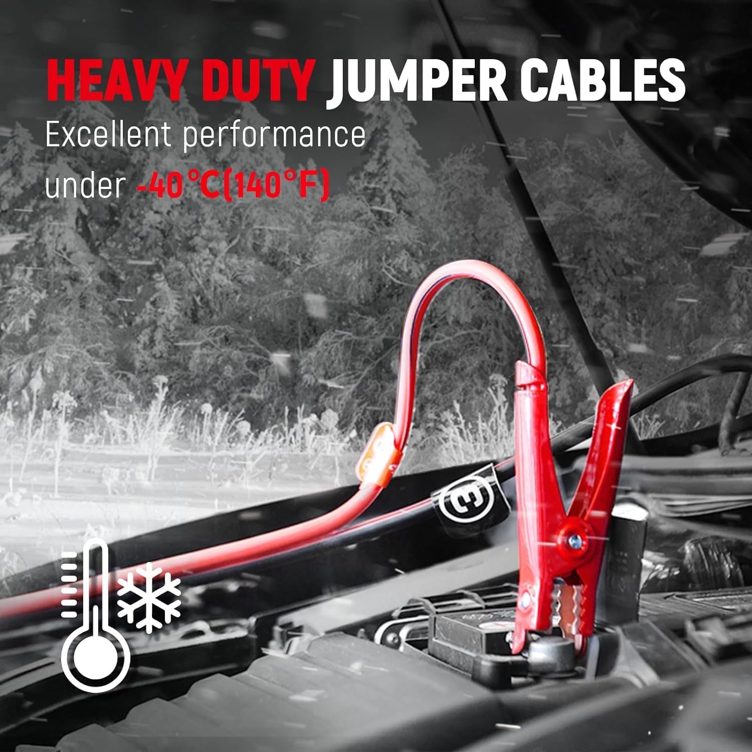 4 Gauge 25 Feet Jumper Cables for Car, SUV and Trucks Battery, Heavy Duty Automotive Booster Cables for Jump Starting Dead or Weak Batteries with Carry Bag, (TD-P0425)