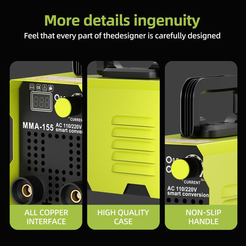 SEESE 155Amp MINI Portable Welding Machine, Stick Welder, AC 110/220V Smart Conversion, LED Display Digital Welder, Portable MMA Arc Welder