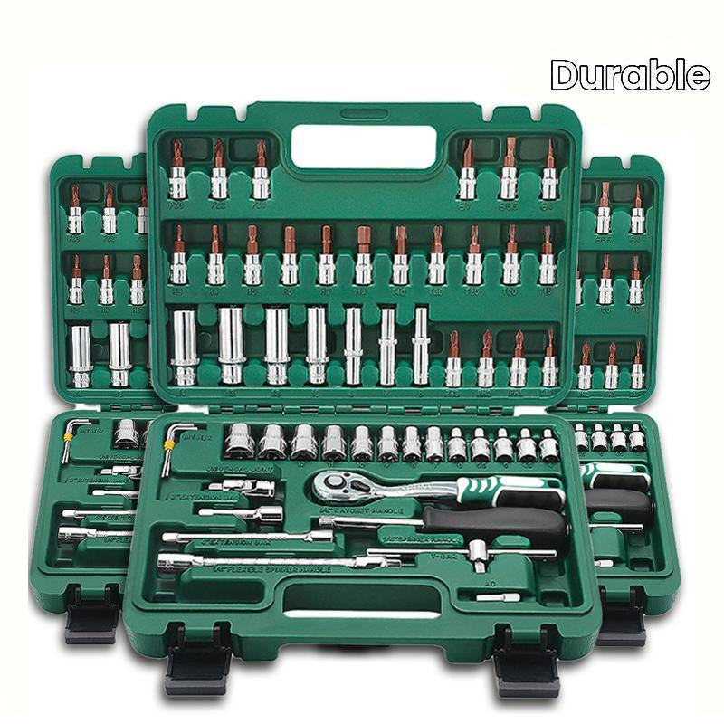 46/53 Pieces 1/4 Inch Drive Socket Ratchet Wrench Set, with Bit Socket Set Metric and Extension Bar for Auto Repairing and Household with Storage Case