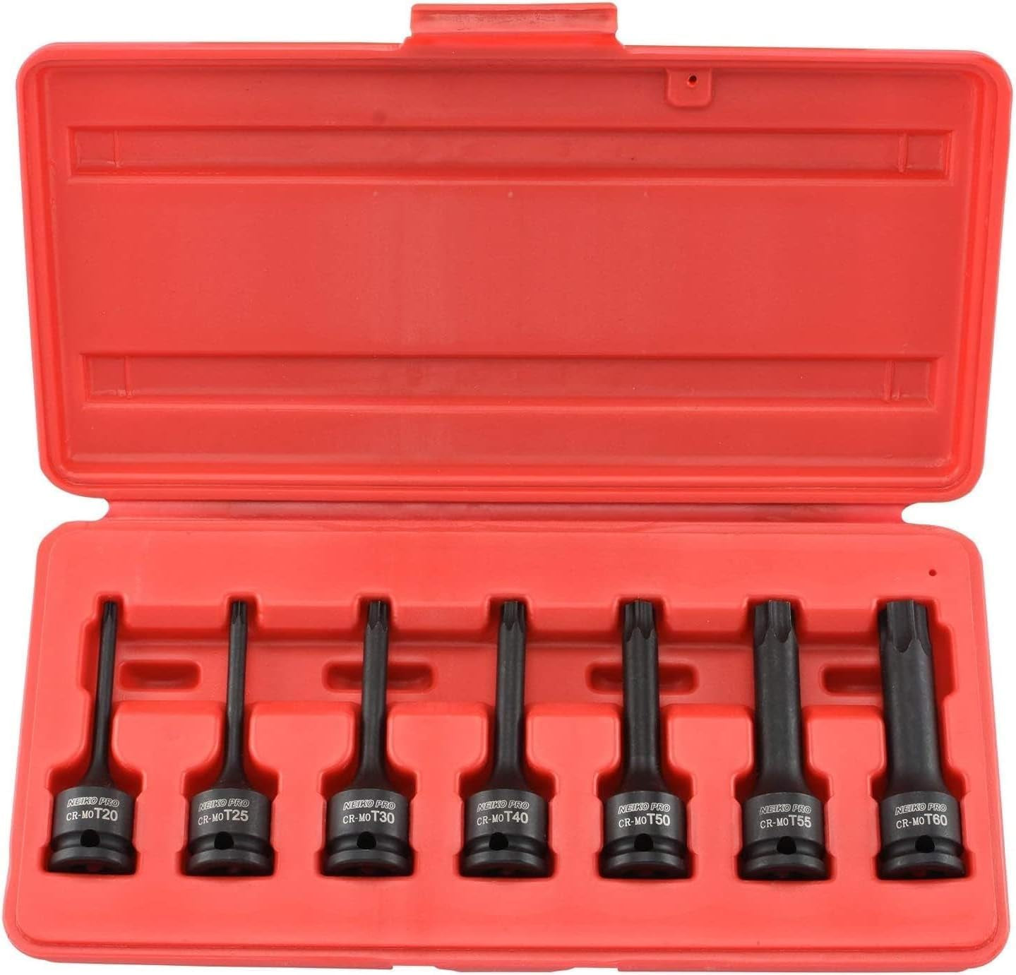 01132B 3/8” Drive Torx Star Driver Bit Socket Set | 7 Piece | T20 to T60 | 3” Length | Cr-Mo Impact Grade