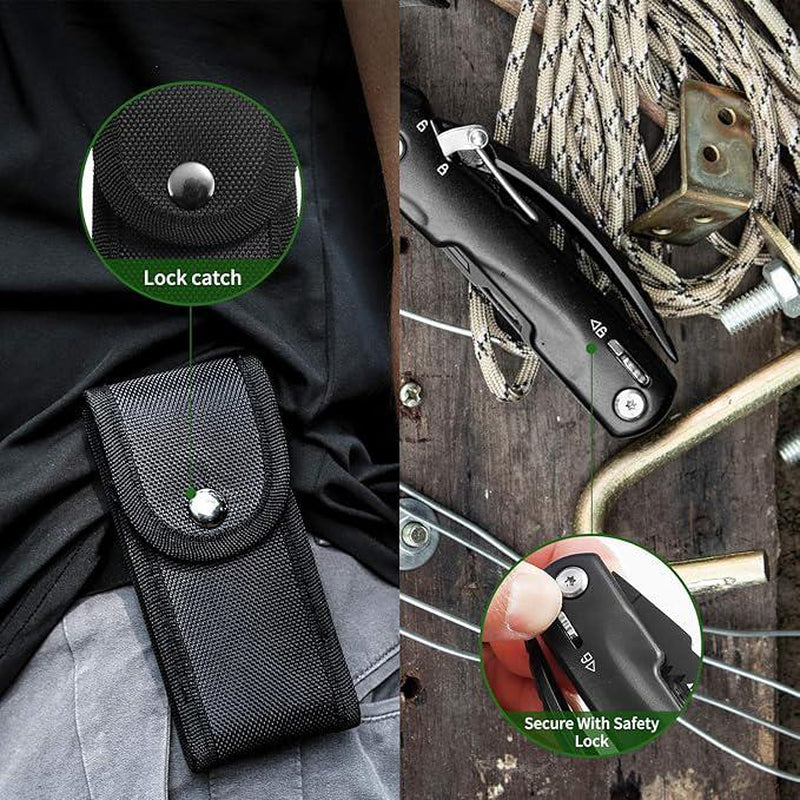 14-In-1 Multitool Hammer, Multitool with DIY Stickers, Safety Lock, Screwdriver Bits Set and Durable Nylon Sheath, Multi Tool for Outdoor, Ideal Gifts for Father, Husband, Boyfriend,Camping Essentials Mens Gift for Him, Birthday Gift Idea,Mini Multi Tool