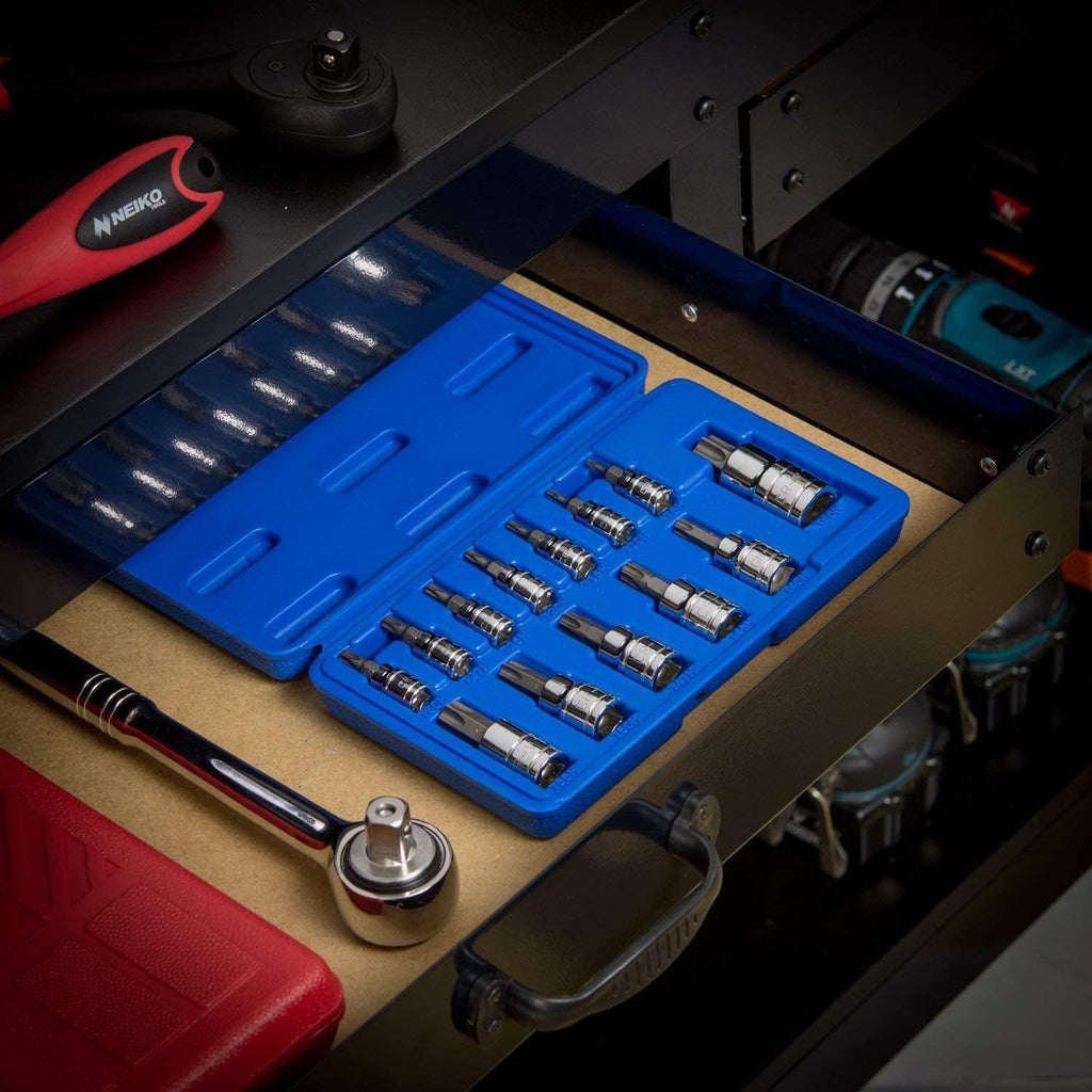 10073A Tamper Proof Torx Bit Socket Set |13-Piece | S2 Steel Bits & Cr-V Steel Sockets | TT8 – TT60