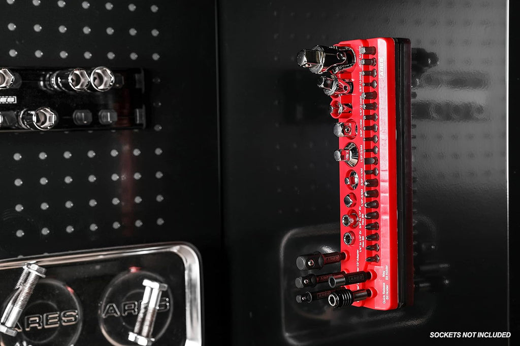 70750-34-Piece Magnetic Tool Accessory Holder - Powerful Magnets Hold Socket Adapters, Universal Joints, Bit Holders, and Bits