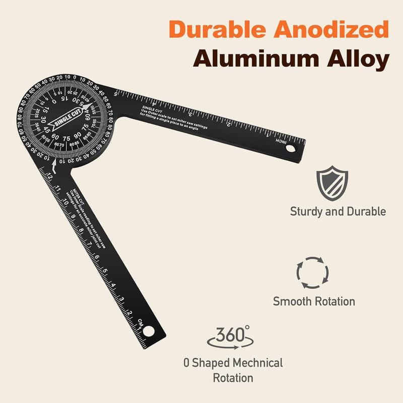 Miter Saw Protractor, Professional Miter Saw Protractor Angle Finder Replaces the Model #505P-7 Miter Saw Protractor with Measuring Rulers for Angle Finder Carpentry, Crown Molding Tool & Baseboard Stud Finder R Tall Stair Magnetic Pi Tripod Self-Leveling