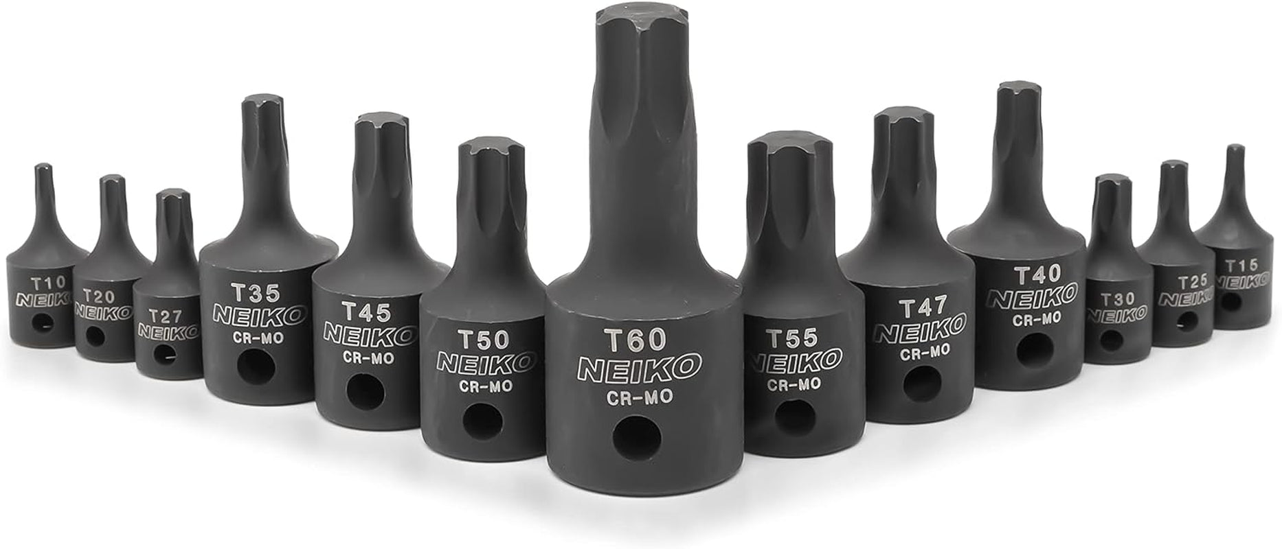 10281B Impact Torx Bit Socket Set, 1/4", 3/8" and 1/2" Drive, 6 Point Star Sockets, Heavy Duty Impact Grade Cr-Mo, T10 to T60 High Impact, Professional Grade Auto & Motorcycle Mechanic Socket