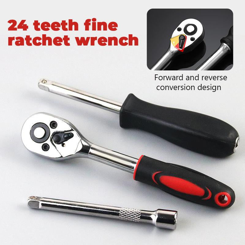 46/53 Pieces 1/4 Inch Drive Socket Ratchet Wrench Set, with Bit Socket Set Metric and Extension Bar for Auto Repairing and Household with Storage Case