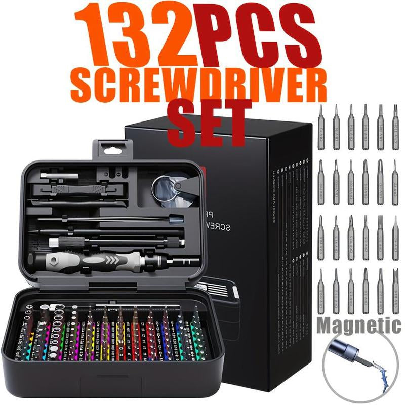 115/132-In-1 Precision Screwdriver Set, Mini Professional Magnetic Repair Tool Kit, Small Screwdriver for Phone, Computer, Watch, Laptop, Macbook, Game Console, Electronic, Toys Repair. Removable Handle. Gift for Man and Women