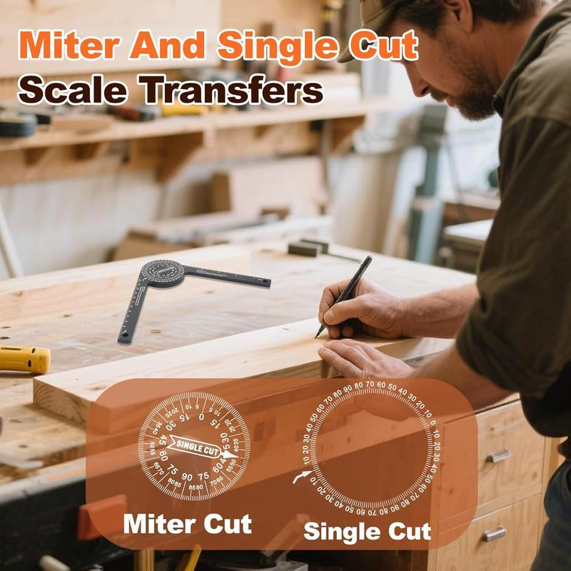Miter Saw Protractor, Professional Miter Saw Protractor Angle Finder Replaces the Model #505P-7 Miter Saw Protractor with Measuring Rulers for Angle Finder Carpentry, Crown Molding Tool & Baseboard Stud Finder R Tall Stair Magnetic Pi Tripod Self-Leveling