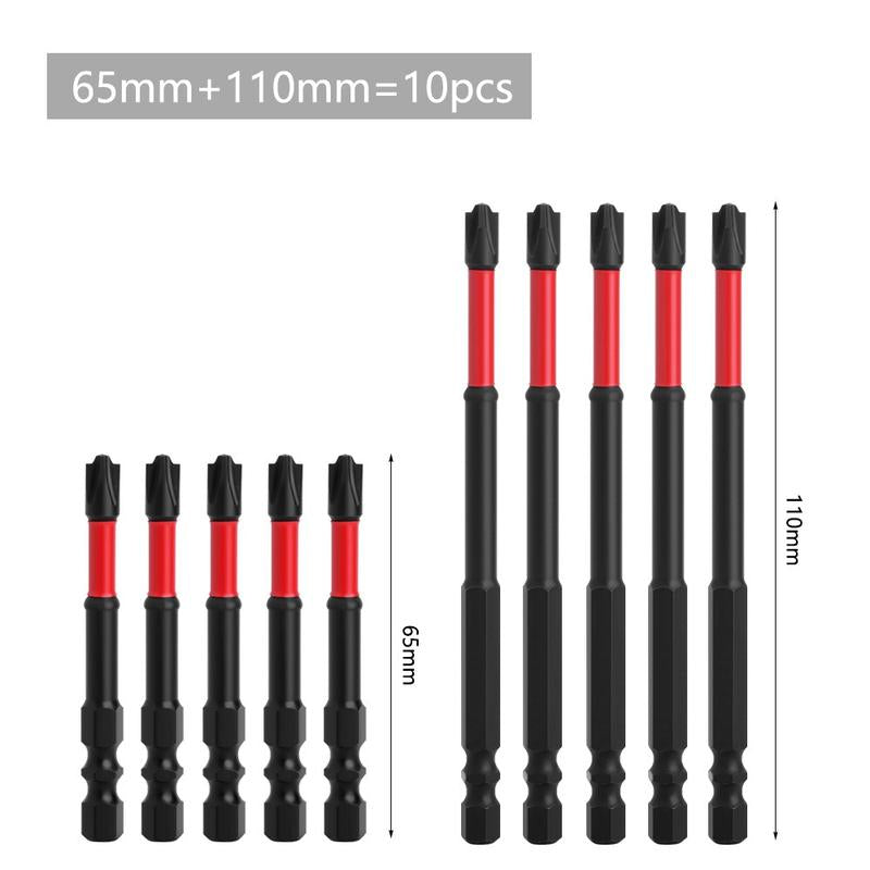FPH2 Impact Screwdriver Bit Set for Electricians, S2 Steel 65Mm & 110Mm, 1/4 Inch Hex Shank Magnetic Cross Slot Screw Driver Drill Bits Used on Circuit Breakers