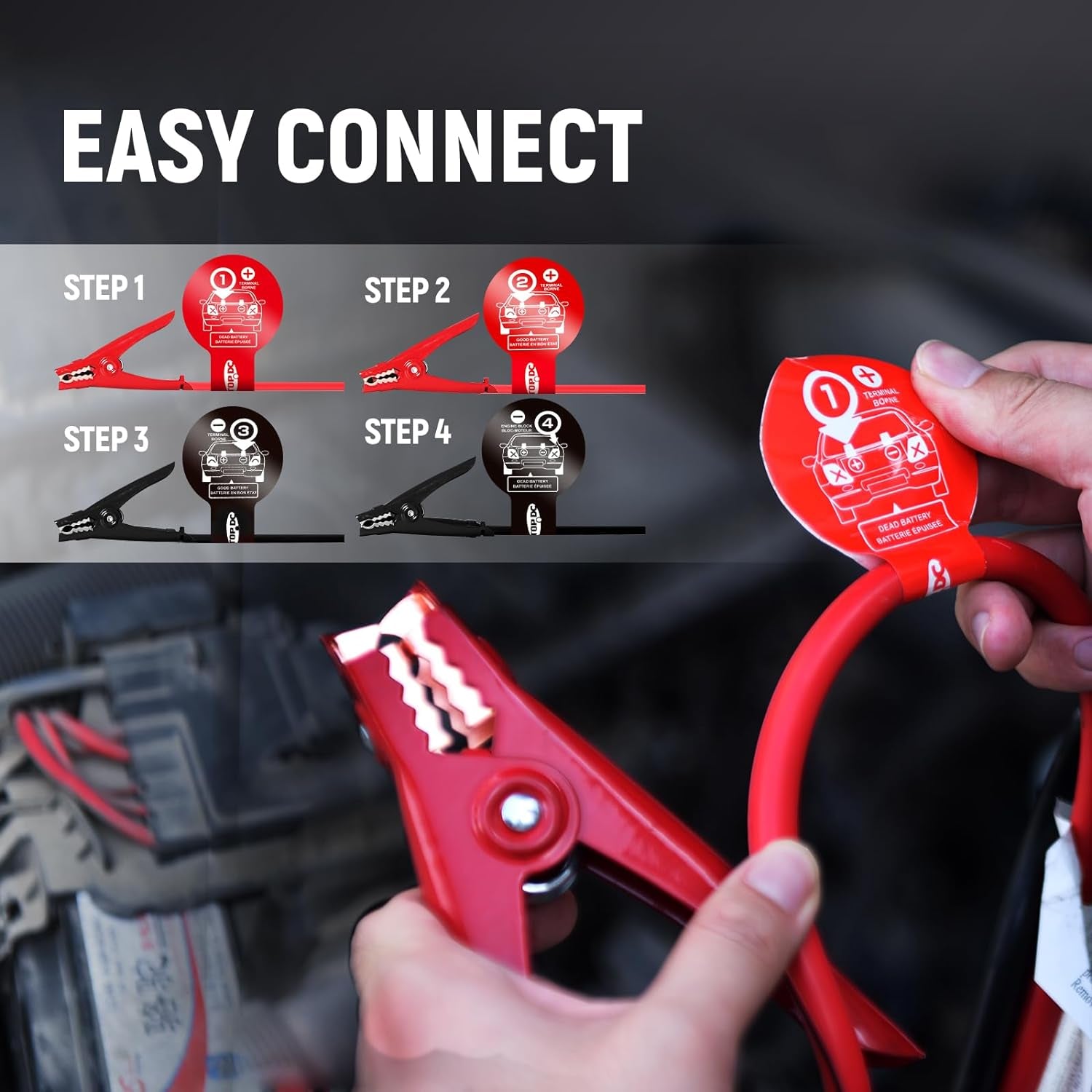 4 Gauge 25 Feet Jumper Cables for Car, SUV and Trucks Battery, Heavy Duty Automotive Booster Cables for Jump Starting Dead or Weak Batteries with Carry Bag, (TD-P0425)