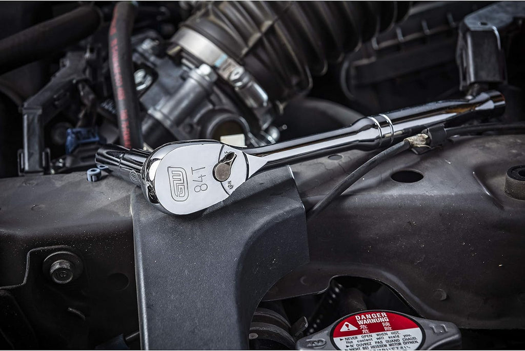 3 Piece 1/4", 3/8" & 1/2" Drive 84 Tooth Full Polish Teardrop Ratchet Set - 81206A-07