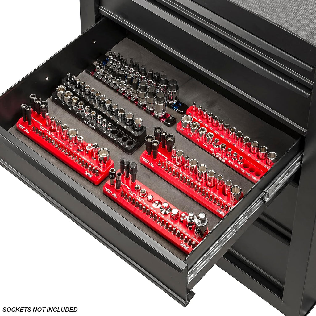 70750-34-Piece Magnetic Tool Accessory Holder - Powerful Magnets Hold Socket Adapters, Universal Joints, Bit Holders, and Bits