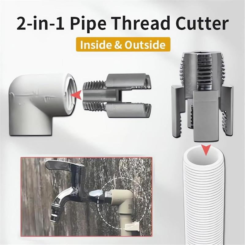 1/2'' 3/4'' PVC Pipe Thread Cutting Tool Integrated Internal & External Pipe Threading Tool Upgrade Pipe Thread Cutting Tool for Plumbing DIY Repairs