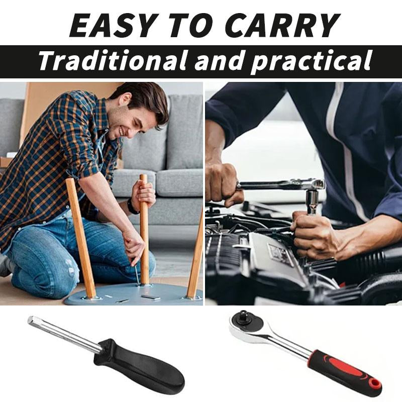 46/53 Pieces 1/4 Inch Drive Socket Ratchet Wrench Set, with Bit Socket Set Metric and Extension Bar for Auto Repairing and Household with Storage Case