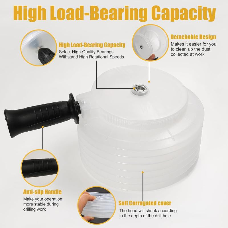 Collapsible Hole Saw Accessories Dust Bowl, Rubber Scalable Dust Cover Collector for Installing Recessed Lights and Ceiling Cutting Work