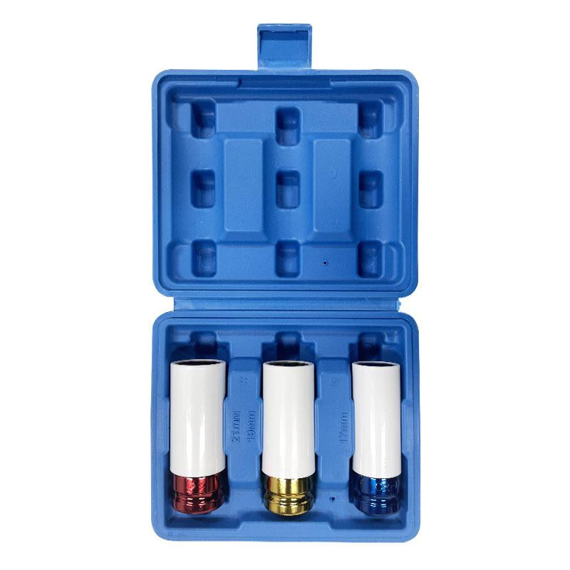 1/2In Impact Drive Lug Nut Socket 5Pcs Set – Non-Marring Impact Lug Nut Socket with Protective Sleeves, Thin-Walled Wheel Rim Protectors Tool 15Mm 17Mm 19Mm 21Mm 22 Mm