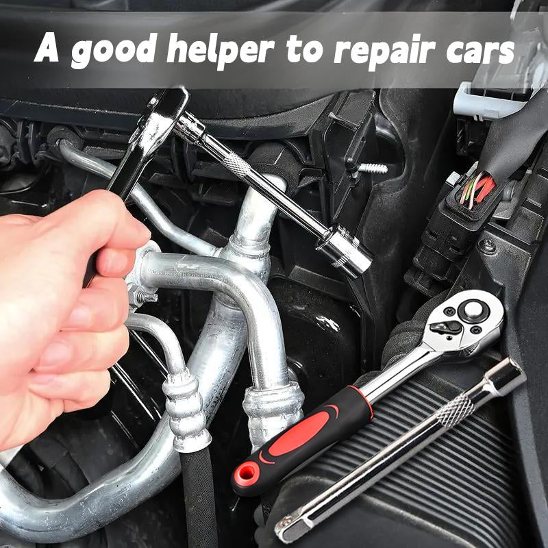 46/53 Pieces 1/4 Inch Drive Socket Ratchet Wrench Set, with Bit Socket Set Metric and Extension Bar for Auto Repairing and Household with Storage Case