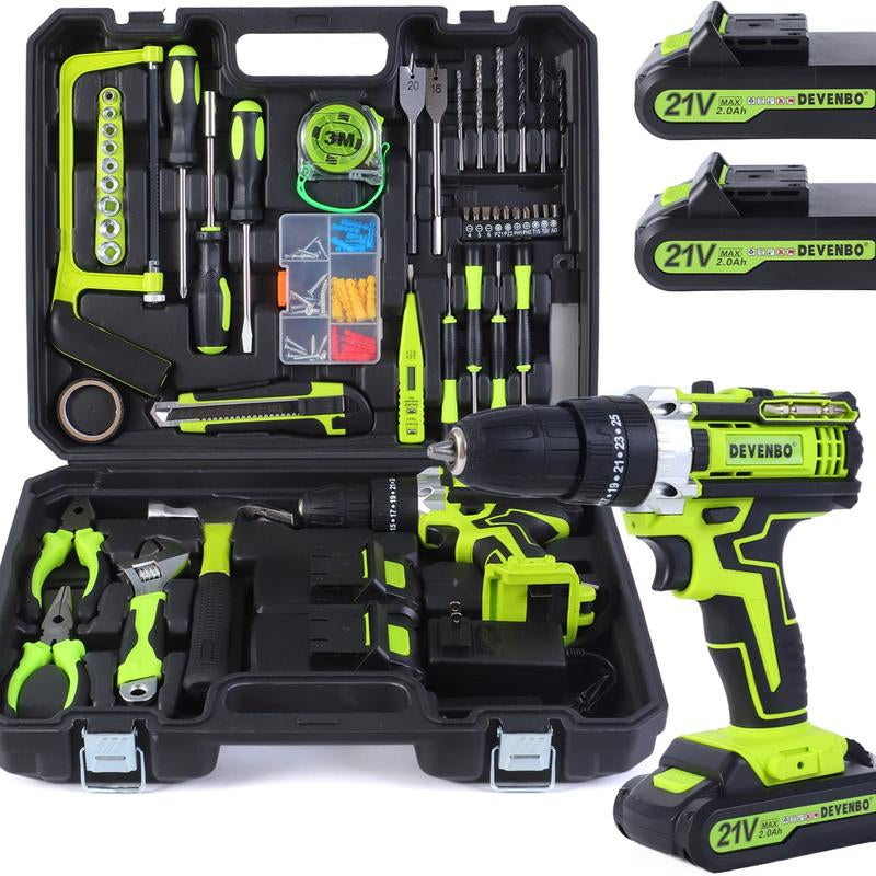 Drill Toolkit,2025 New Upgraded Brushless Motor with 2 * 4.0Ah,Electric Screwdriver Power Tools Hand Drill Pack,Power Drill Kit with Battery and Charger,For DIY Enthusiasts & Homeowners - Perfect Gift for Home Improvement Projects,Tool Box,Big Tool Set,