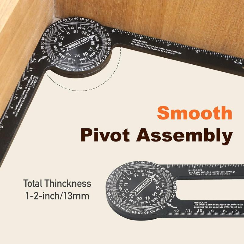 Miter Saw Protractor, Professional Miter Saw Protractor Angle Finder Replaces the Model #505P-7 Miter Saw Protractor with Measuring Rulers for Angle Finder Carpentry, Crown Molding Tool & Baseboard Stud Finder R Tall Stair Magnetic Pi Tripod Self-Leveling