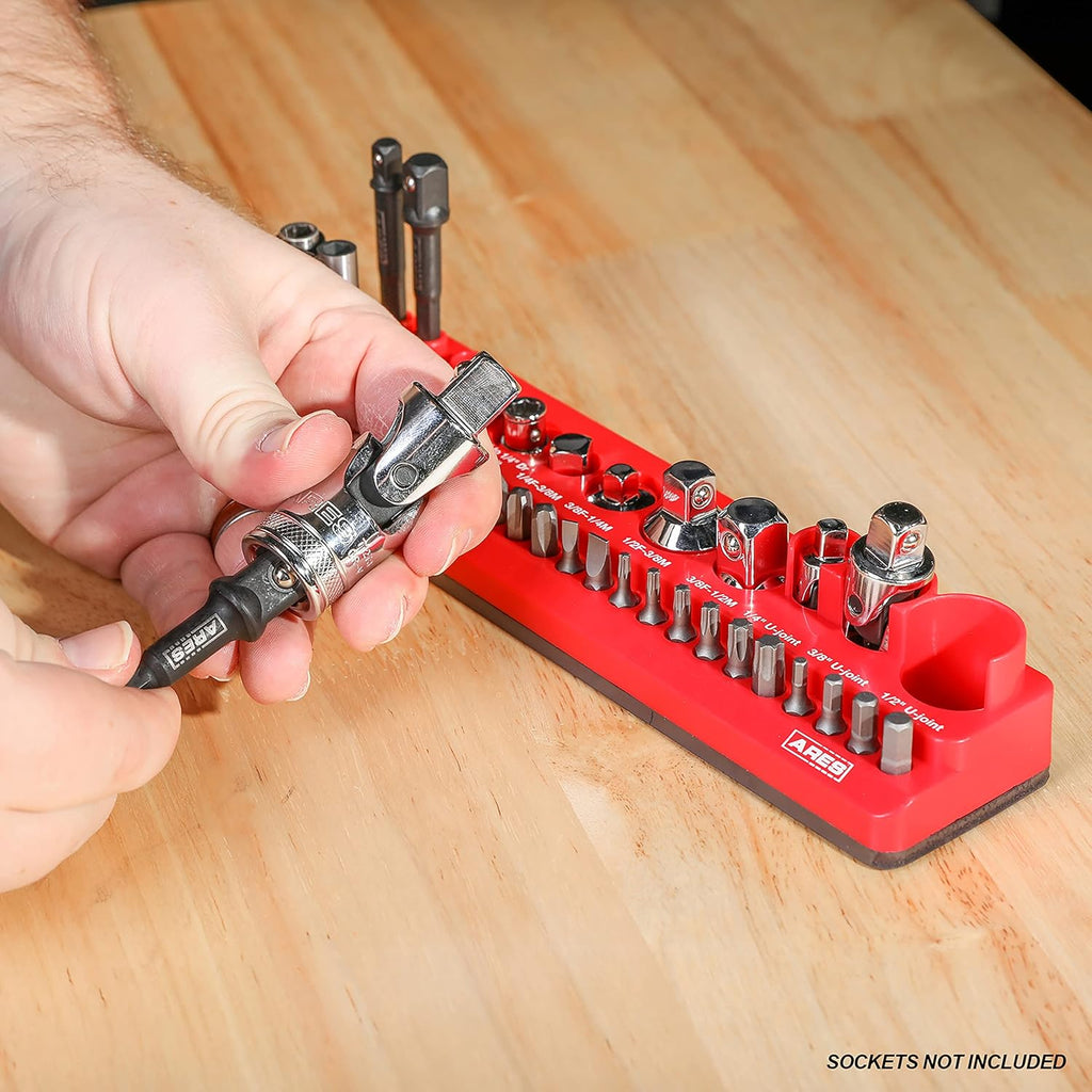 70750-34-Piece Magnetic Tool Accessory Holder - Powerful Magnets Hold Socket Adapters, Universal Joints, Bit Holders, and Bits