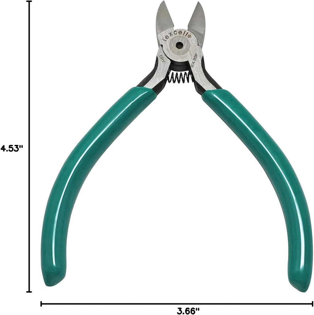4.5" Side Cutter Diagonal Wire Cutting Pliers Nippers Repair Tool, Green, Chrome-Vanadium Steel