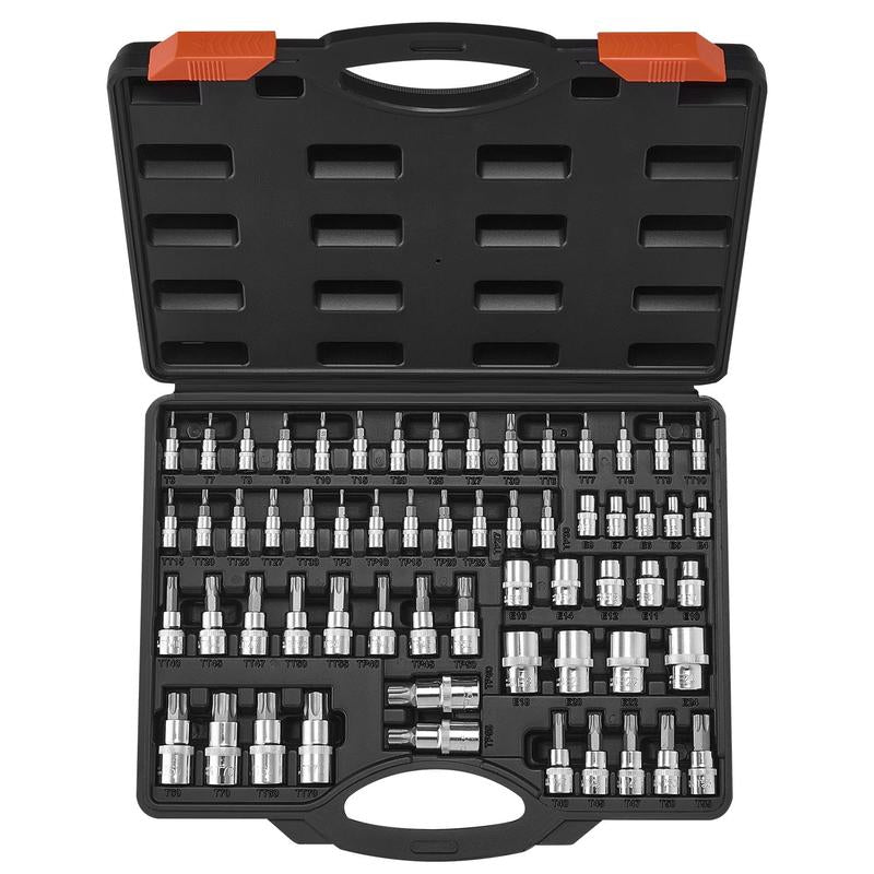 VEVOR Torx Bit Socket and External Torx Socket Set 60-Piece S2 Alloy Steel Cr-V Steel