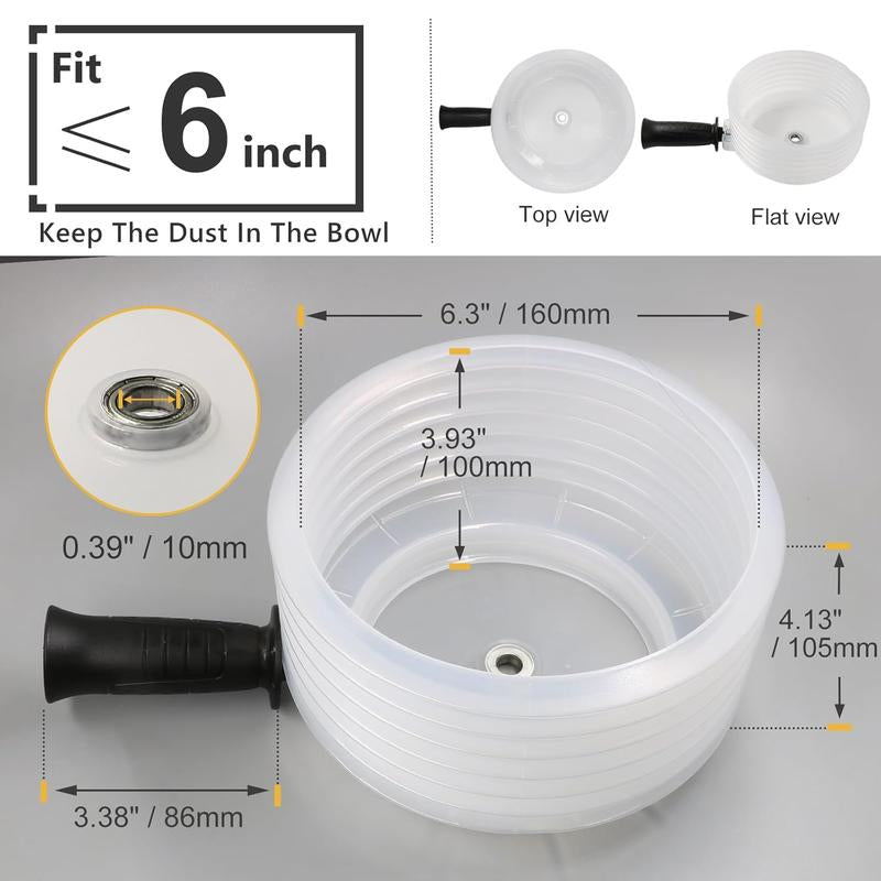 Collapsible Hole Saw Accessories Dust Bowl, Rubber Scalable Dust Cover Collector for Installing Recessed Lights and Ceiling Cutting Work